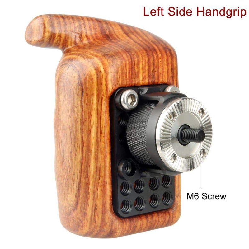 NICEYRIG مقبض خشبي من NICEYRIG مع وردة للجانب الأيسر (قطر خيط M6 31.8 مم) مناسب لكاميرات نيكون وسوني وكانون وكاميرات الفيديو، دعم تركيب على الكتف - Image 4